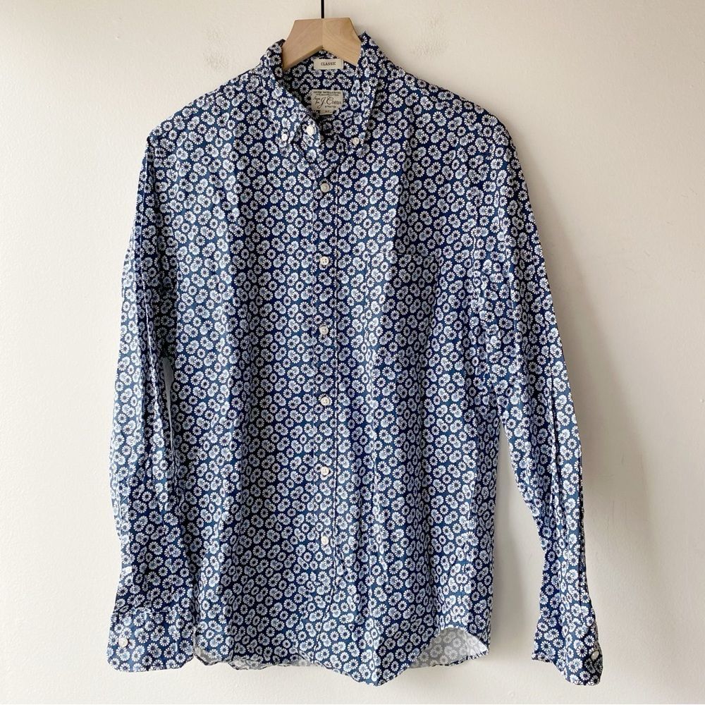 j crew stretch secret wash shirt in floral print organic cotton size m medium